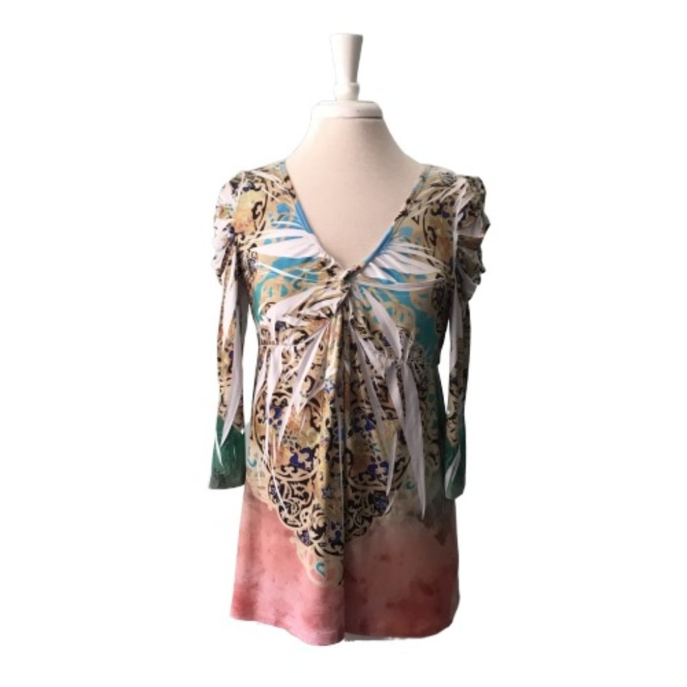 Boston Proper Top Tunic Ruched 3/4 Sleeves Medium
